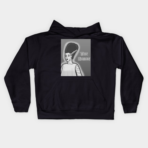 The Bride (Black and White) Kids Hoodie by tesiamarieart